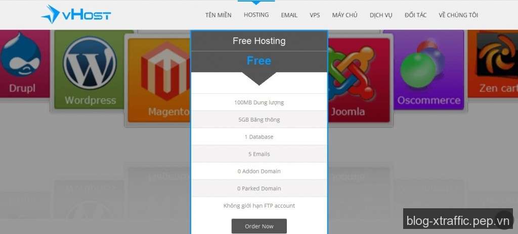 Đánh giá (Review) chất lượng Free Web Hosting của vHost - free web hosting vHost web hosting miễn phí - Hosting Phát triển website